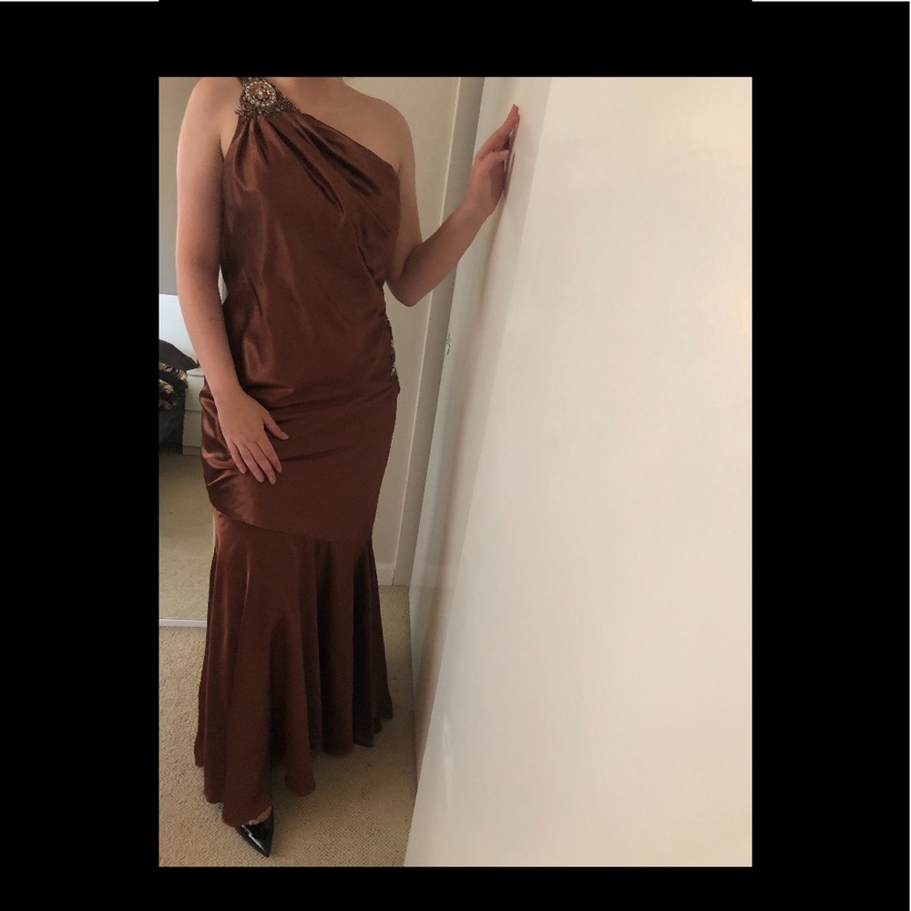 Bronze backless gown dress prom